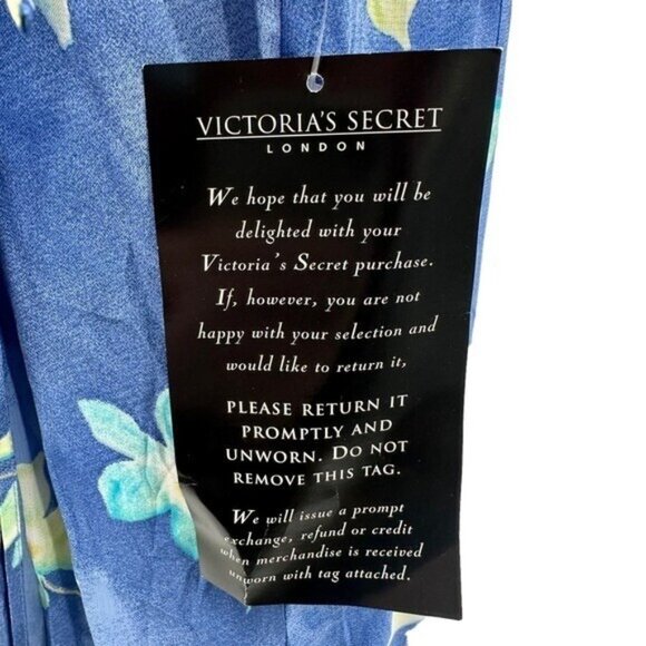 Vintage Hugo Buscati Victorias Secret 14 Wrap Sun Dress Maxi Floral Blue New - Picture 9 of 14